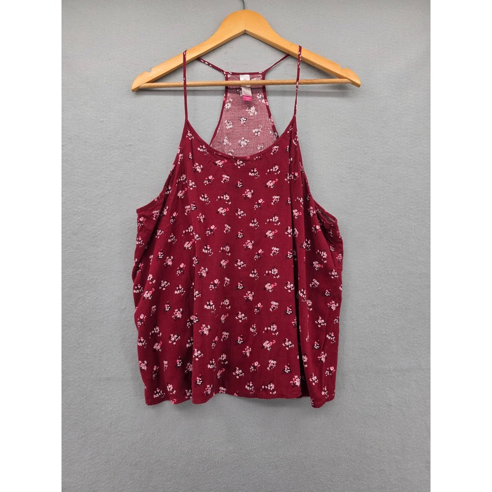 No Boundaries Merlot Floral Racerback Cami Tank Top Plus Size 3XL Rayon boho